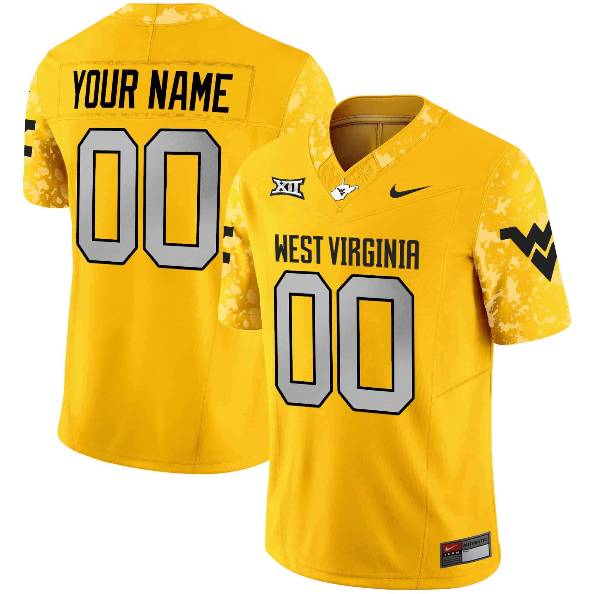 Men West Virginia Mountaineers Yellow 2024 Nike Vapor Limited Custom NCAA Jersey->customized nfl jersey->Custom Jersey